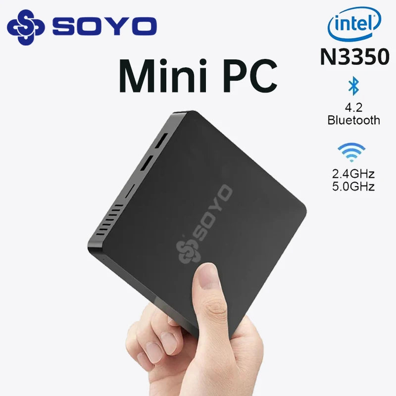 SOYO M2 Mini PC: Powerful 6GB RAM, 64GB EMMC, Intel N3350, Windows 10 - Compact & Ideal for Home, Business & Gaming